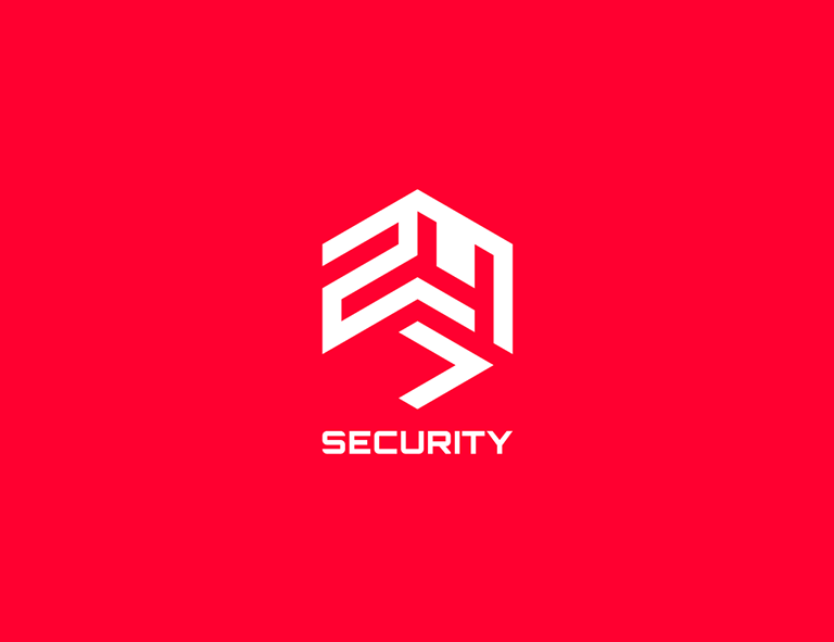 24/7 Security Logo - White Text with Red Background