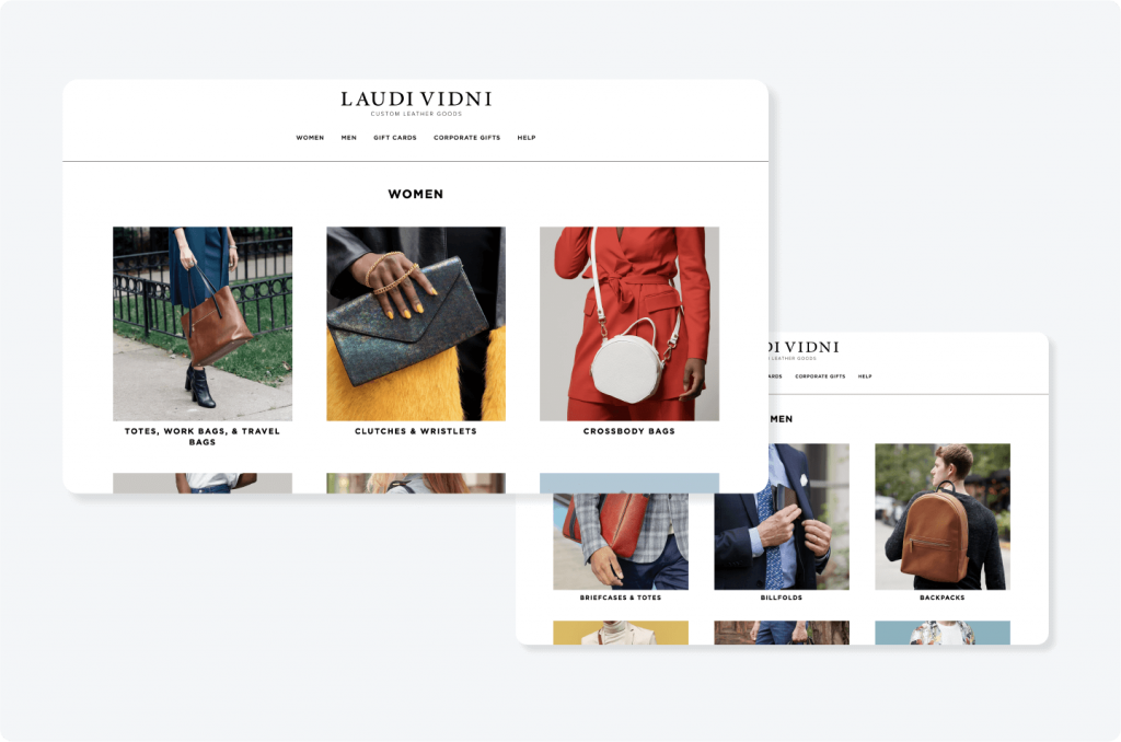 Laura Vidni ecommerce website example