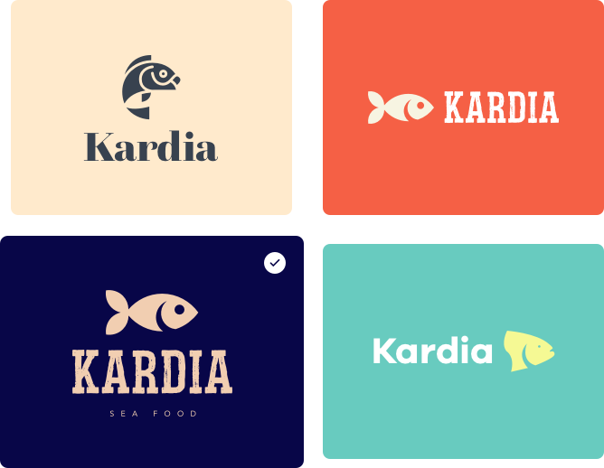 Four logo designs made with our free logo maker. With different styles and color combinations.