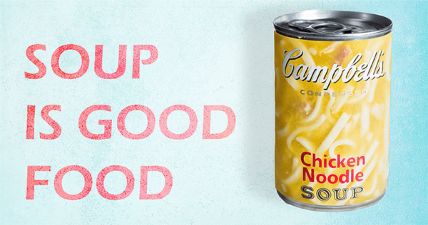 campbell's logo slogan soup is good food