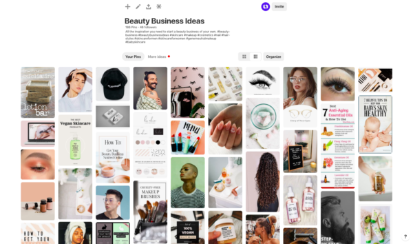 beauty business pinterest board