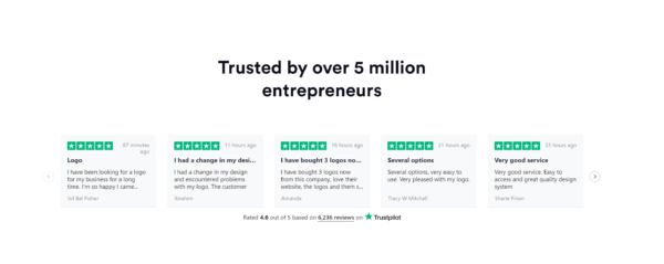 customer testimonials on a homepage