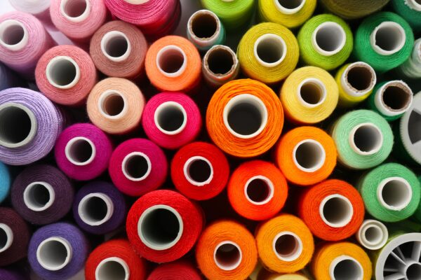 rolls of colored thread