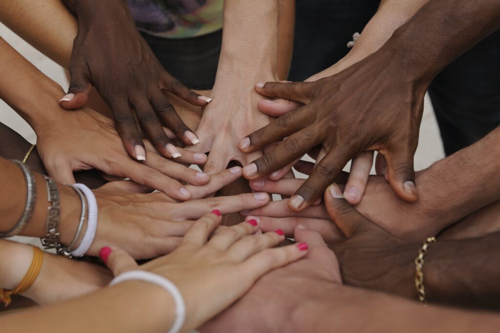 diverse group of people's hands