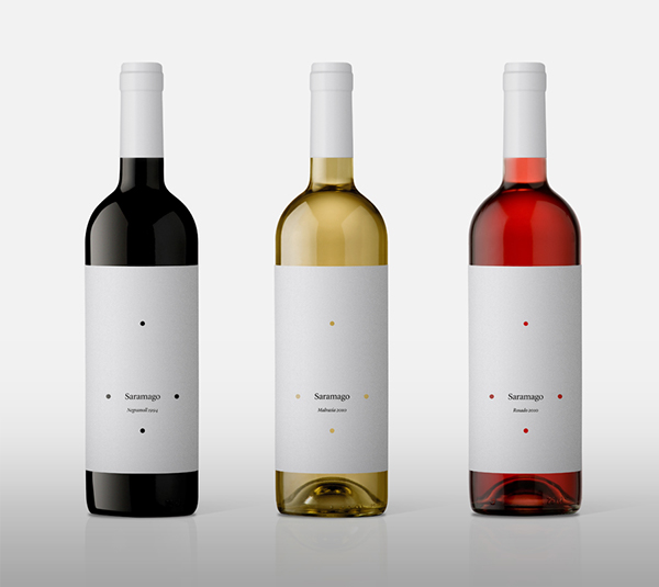 3 wine bottles with minimal logo design