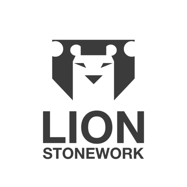 lion stonework negative space logo