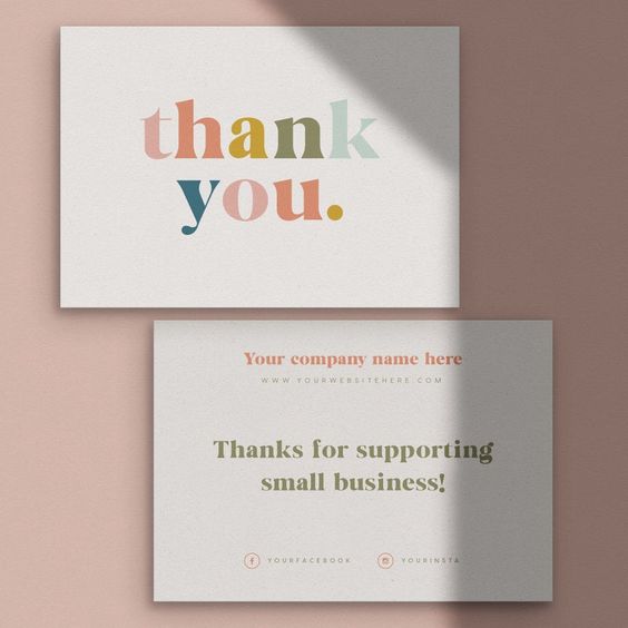 thank you card in branded package