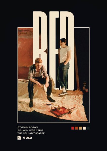 red theatrical performance poster