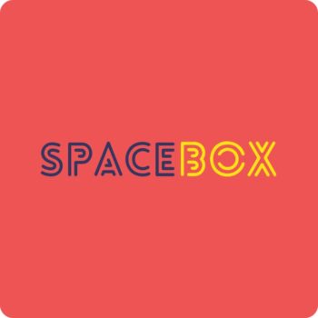 Spacebox品牌标志-红底蓝黄标志