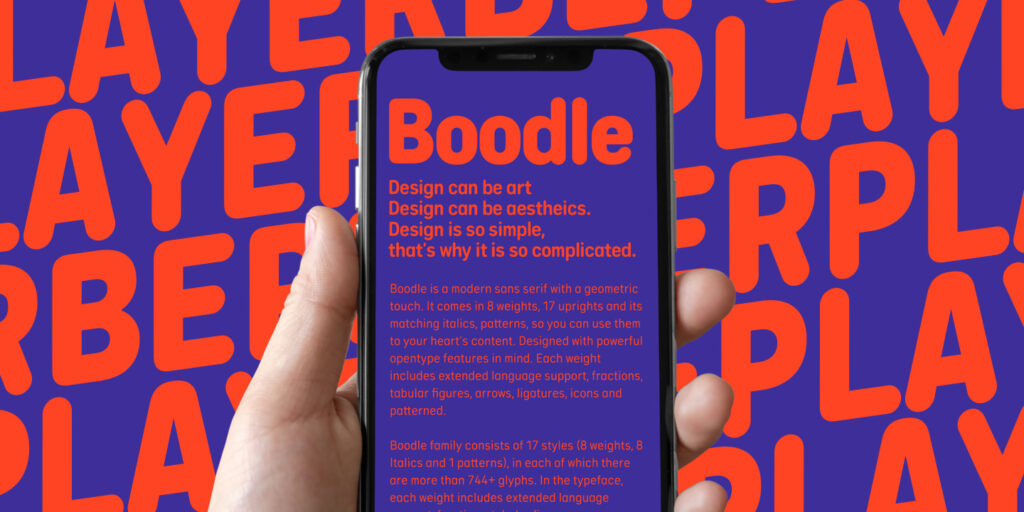 boodle font displayed on mobile