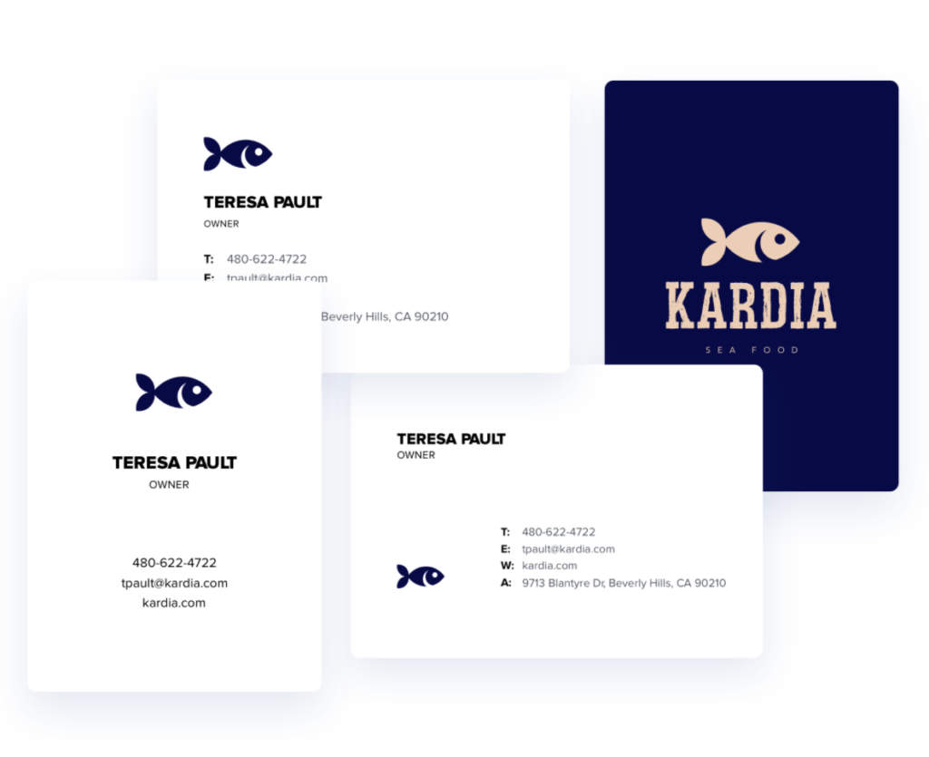 Kardia brand identity on business cards