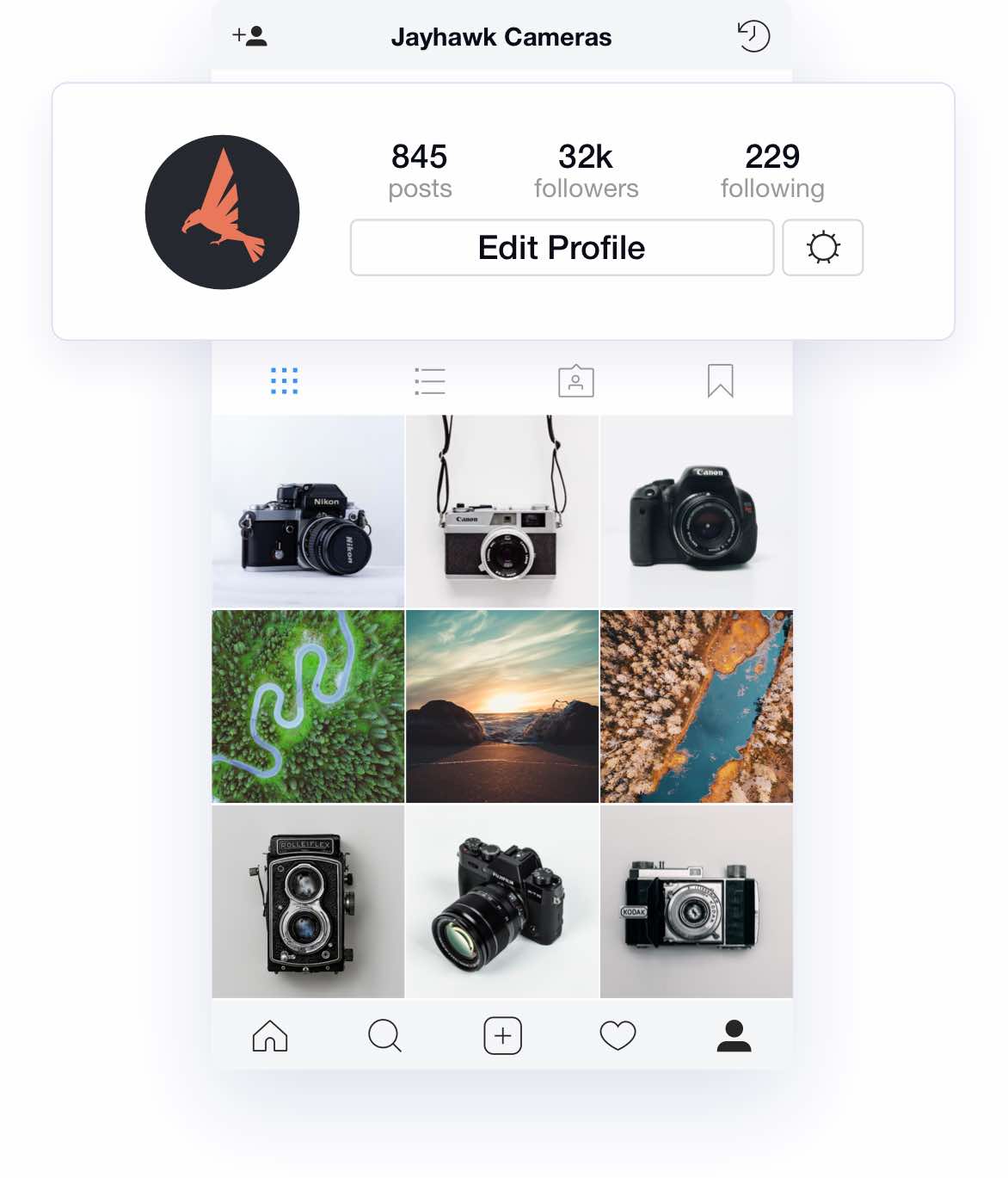 Social media profile with custom logo