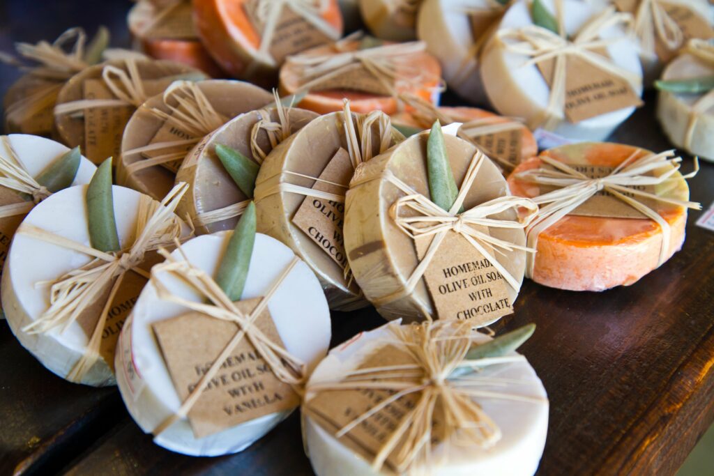 handmade soaps with price tags 