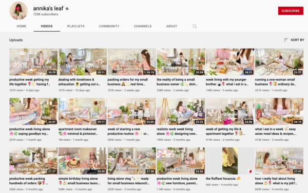 annika's leaf youtube branding example