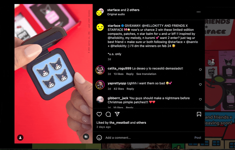 starface and hellokitty giveaway social media promotion example