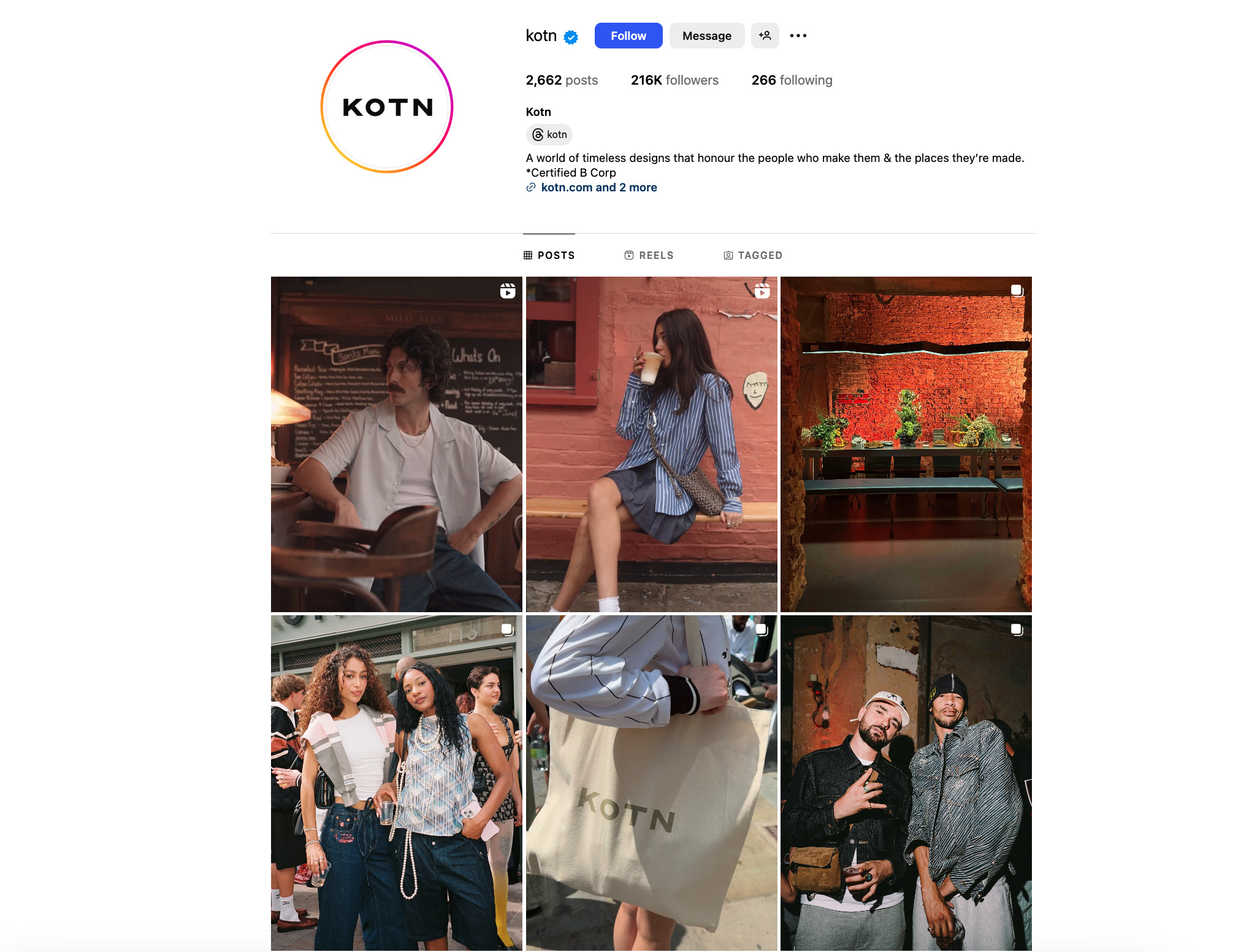 kotn social media example for small businesses