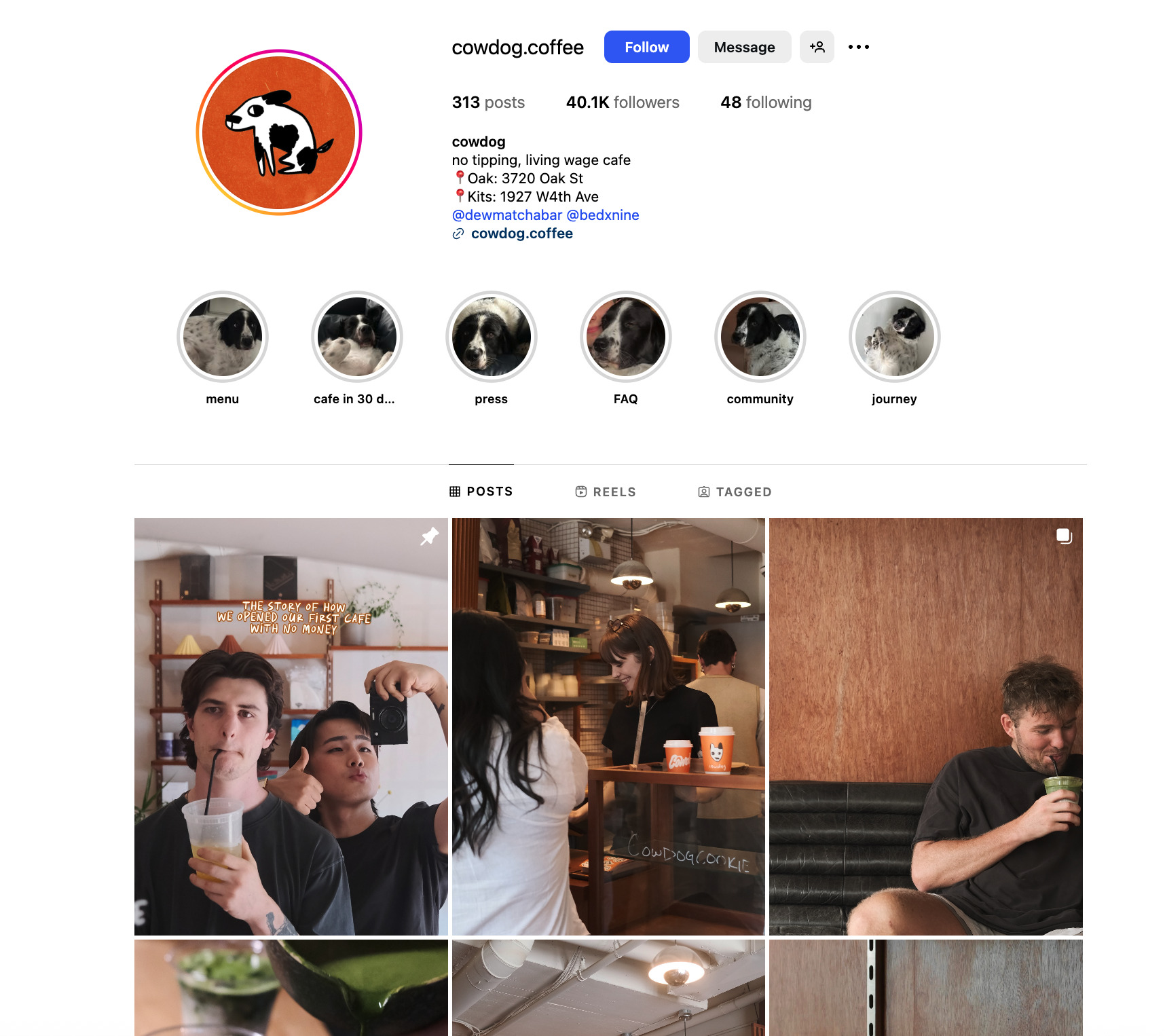 cowdog cafe social media strtategy for small business