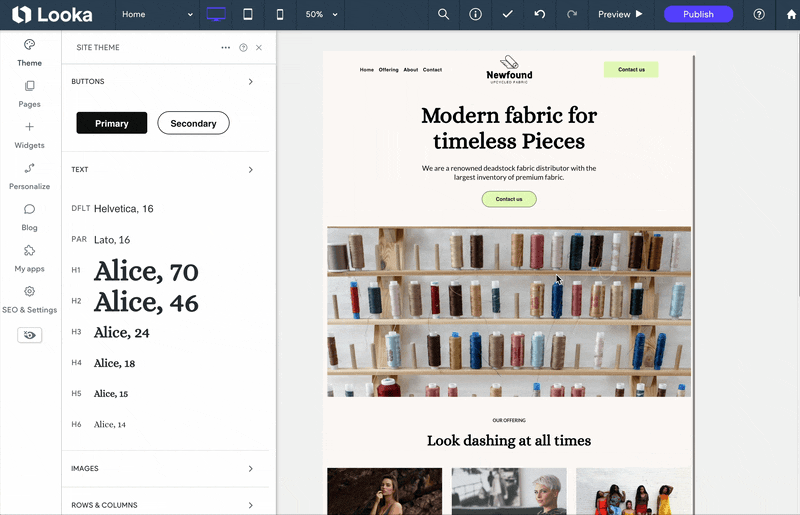 Looka AI website builder