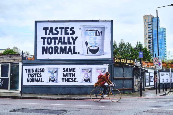 Oatly ad reading: tastes totally normal